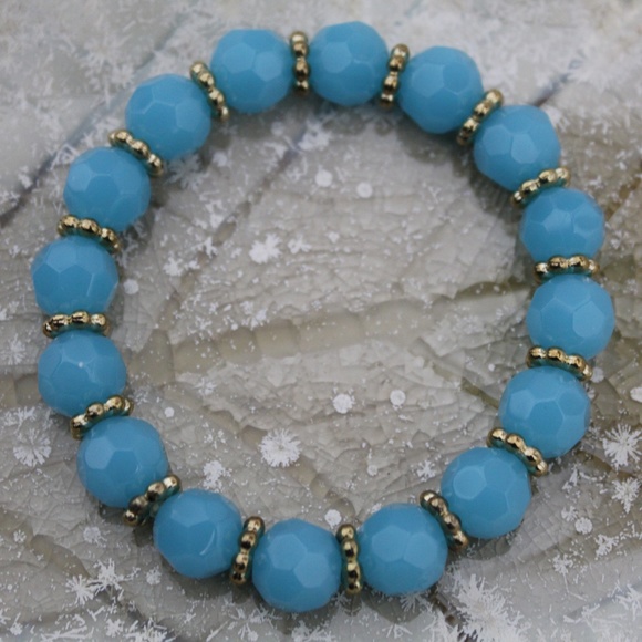 Blue Faceted Beaded Bracelet - Picture 2 of 4